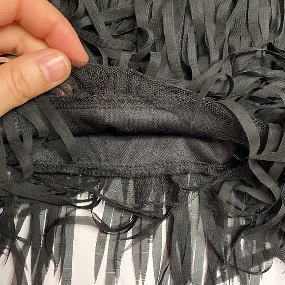 NEW! Francesca's Blue Rain Black Fringe Layered Mini Skirt Size XL - Picture 9 of 13